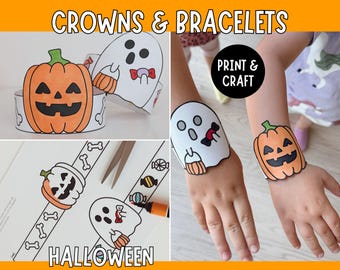 Halloween Bracelets and Crowns Craft – Printable Accessories for Kids
