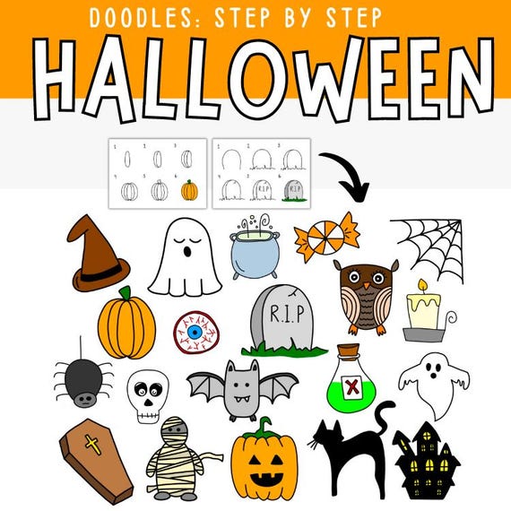 How To Draw - 20 Halloween doodles step by step