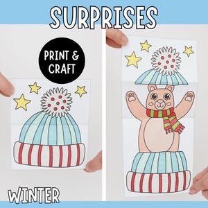 Winter Überraschungskarten - Printable DIY Papierschifffahrt für Kinder