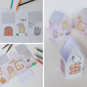 Haunted Halloween Houses 3D Paper - Printable Paper Craft Activity for Kids image 3