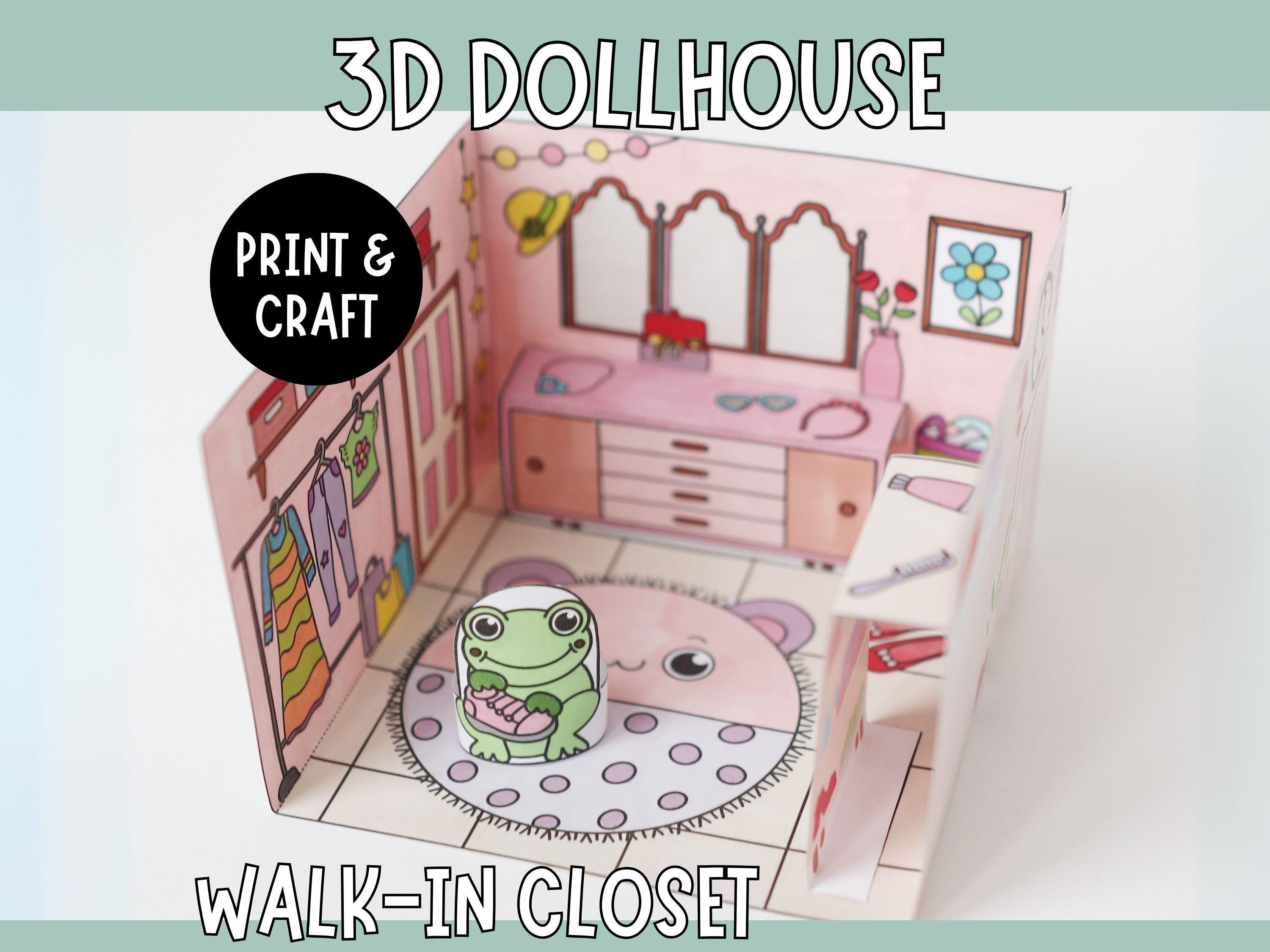 Walk-in Closet for 3D Dollhouse Printable Paper Craft With Frog