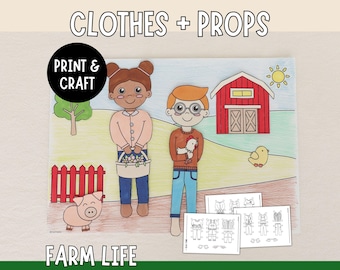 Farm Life Paper Doll Expansion Set – Clothes, Props & Play Background!