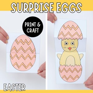 Tarjetas sorpresa de huevos de Pascua: manualidad de papel imprimible para niños