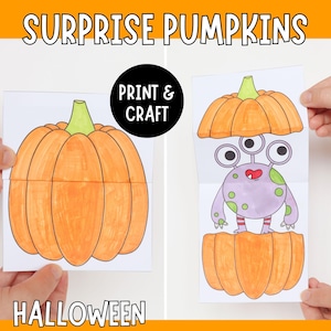 Halloween Craft Surprise Pumpkin Cards | Color, Cut & Fold Printable Craft | Kids Halloween Activity