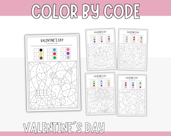 Color by Code Valentine&#39;s Day Designs – Fun and Creative Activity for Kids!