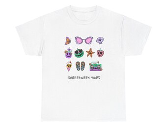 Summerween Vibes T-Shirt | Halloween Summer Icons Tee