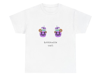 Summerween Skull Drink Cups Tee | Cute Spooky Summer