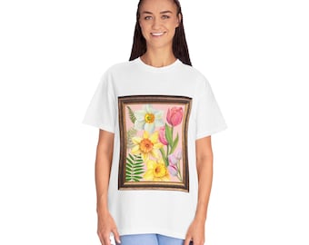 Floral Fern Comfort Colors T-Shirt, Botanical Spring Flowers