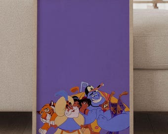 Aladdin Genie Poster - Disney Arabian Nights Wall Art, Magic Lamp Adventure Print, Agrabah Fairytale Decor