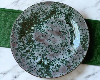 Green Jasper Dinner Plate #18 on Dark Stoneware Clay