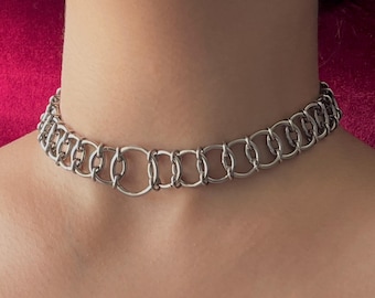 O Ring Chainmail Choker: Stainless Steel Gothic Necklace