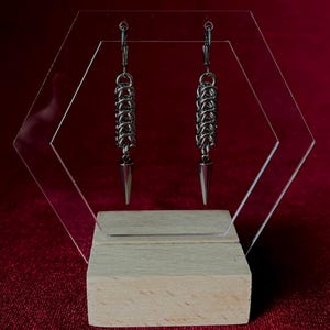 Spiked Box Weave Chainmail Earrings | Stainless Steel Chainmail Earring | Medieval Jewelry | Handmade Jewelry | Ren Fair Jewelry |