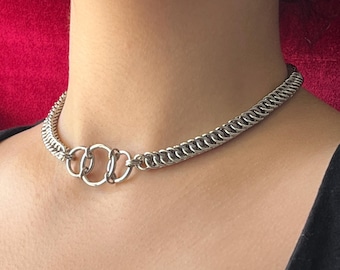 Chainmail Choker: O-Ring Half Persian Weave, Stainless Steel