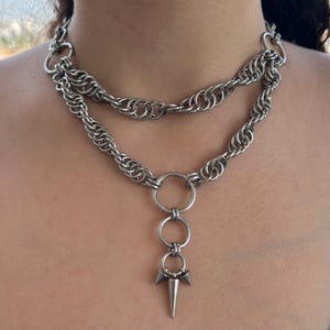 Chainmail Spiked Gothic Necklace: Handmade Stainless Steel Statement Jewelry