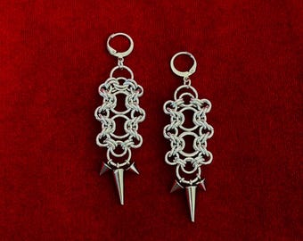 Spike Chainmail Earrings: Stainless Steel Goth Alt Jewelry