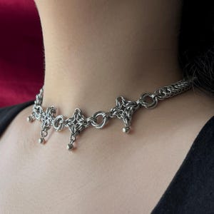 Middeleeuwse Byzantijnse diamanten maliënkolder | Handgemaakte sieraden | Roestvrijstalen maliënkolder | Ren Fair-ketting | Middeleeuwse sieraden |