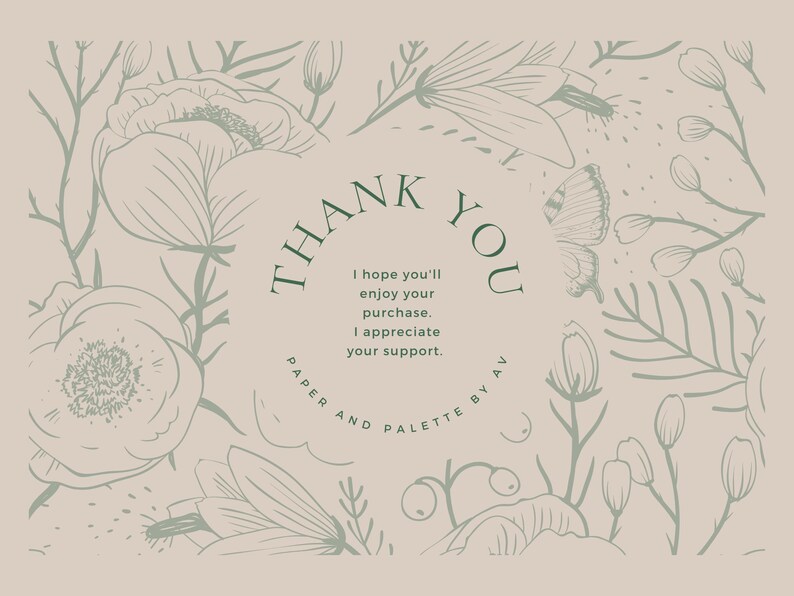 K&ouml;nnte beinhalten: Dankeskarte mit einem floralen Design in Gr&uuml;nt&ouml;nen. Die Karte zeigt einen Schmetterling und den Text "Danke" mit einer Dankesbotschaft. Der Text "Paper and Palette by AV" ist ebenfalls enthalten.