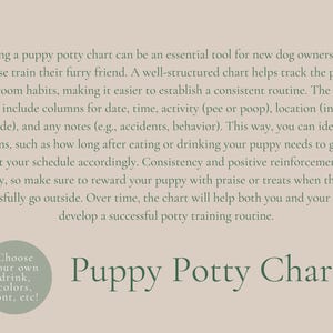 K&ouml;nnte beinhalten: Ein druckbarer T&ouml;pfchentrainingsplan f&uuml;r Welpen mit dem Text "Puppy Potty Chart" in Gr&uuml;n. Der Plan soll neuen Hundehaltern helfen, die Toilettengewohnheiten ihres Welpen zu verfolgen.