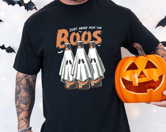 Just Here For Boos Halloween Sweatshirt, Funny Ghost Beer Unisex Crewneck