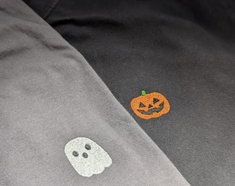 Embroidered Halloween Icon Sweatshirt, Personalized Halloween Crewneck, Minimalist Halloween Unisex T-shirt