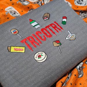 Embroidered Tricotri Halloween Sweatshirt, Embroidered Halloween Mexican Candy Sweater, Tricotri Sweatshirt