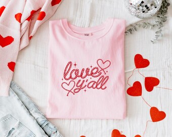 Love Y'all Western Valentine's Day T-shirt, 100% Cotton