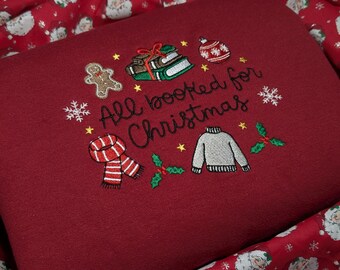 Embroidered All Booked For Christmas Sweatshirt