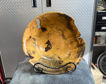 ビッグリーフメープルの瘤材ボウル、直径10インチ×高さ3 3/4インチ