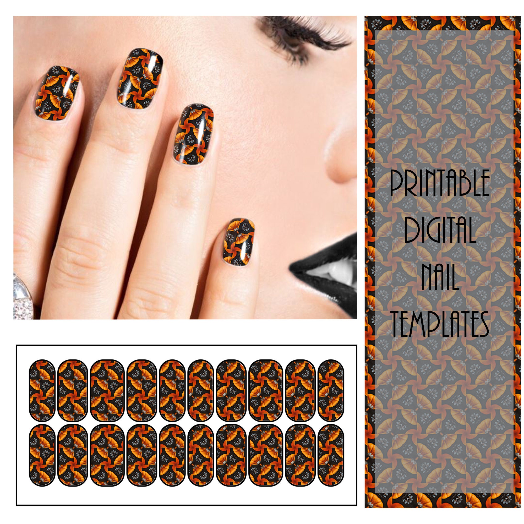 Halloweennail Template Nail Wraps Nail Decals Nail Supplies Nail Art