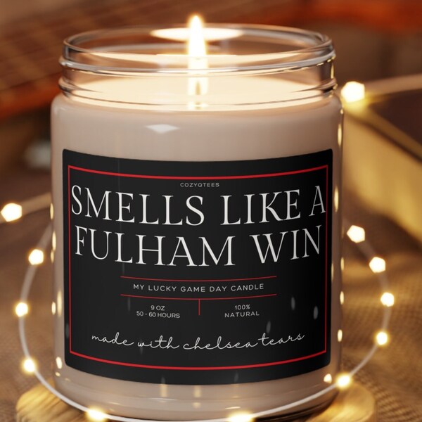 Smells Like a Win Candle, Fulham Gift, Premier League, Fulham Cottagers, Scented Candle, Soccer Gift, Champions League, Game Day Candle