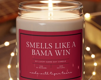 University of Alabama Football, Smells Like a Win Candle, NCAA Basketball Gift, Crimson Tide NCAA Football Candle, Bama Football Roll Tide