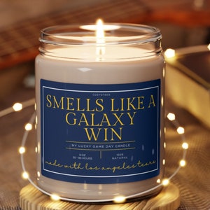 Smells Like a Win Candle, Premier League, LA Galaxy FC, Scented Candle, Soccer Gift, MLS Los Angeles Gift, Game Day Candle, Gift for Him
