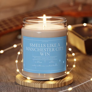 Smells Like a Win Candle, Premier League, Manchester City, Scented Candle, Soccer Gift, Champions League, Game Day Candle, Man City Win image 1