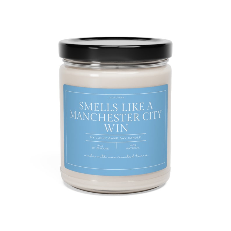 Smells Like a Win Candle, Premier League, Manchester City, Scented Candle, Soccer Gift, Champions League, Game Day Candle, Man City Win image 10