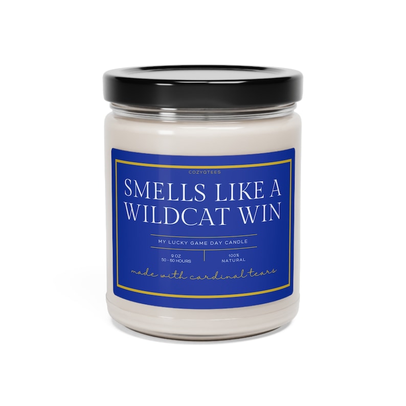 Smells Like a Win Candle, Kentucky Wildcats Football, NCAA Basketball Gift, UK Wildcat NCAA Football Candle, Game Day Candle, Wildcats image 2