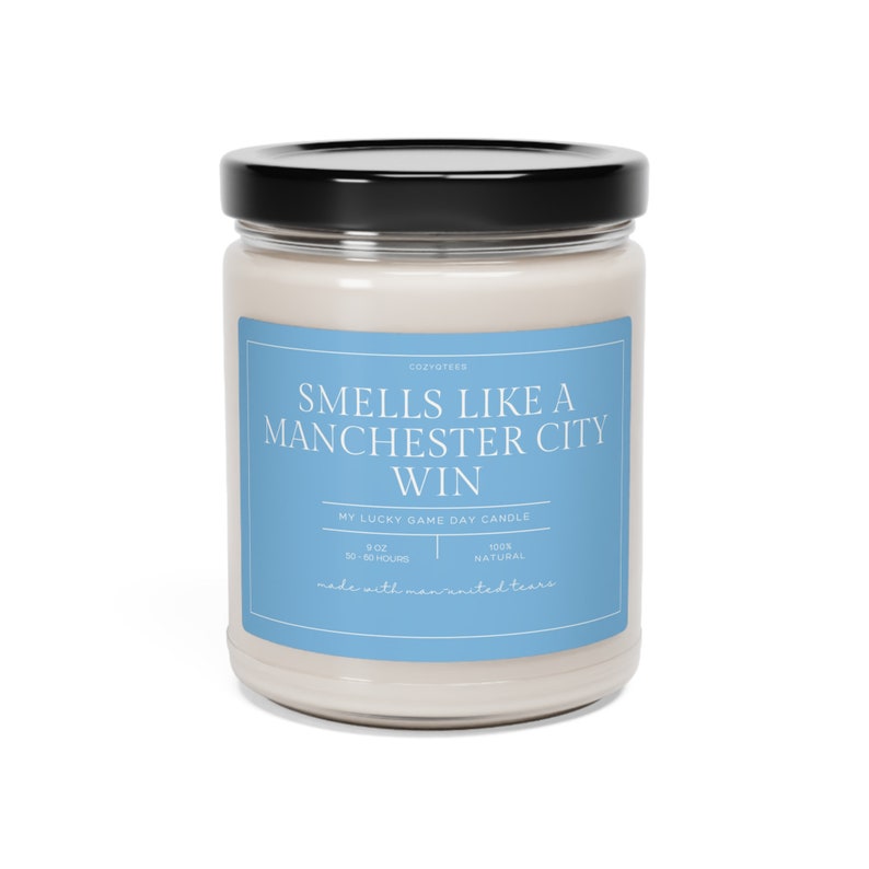 Smells Like a Win Candle, Premier League, Manchester City, Scented Candle, Soccer Gift, Champions League, Game Day Candle, Man City Win image 6