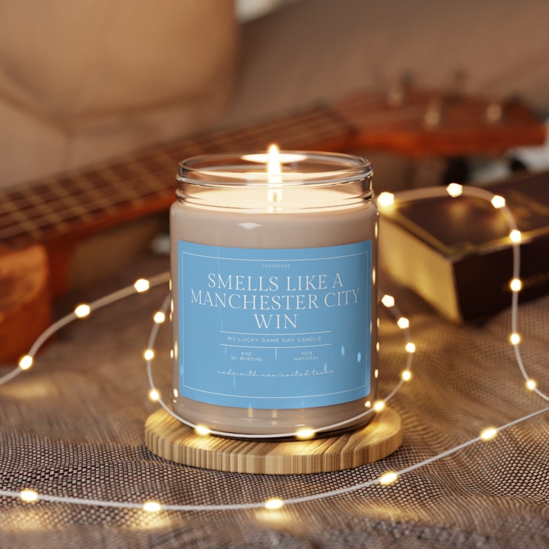 Smells Like a Win Candle, Premier League, Manchester City, Scented Candle, Soccer Gift, Champions League, Game Day Candle, Man City Win image 8