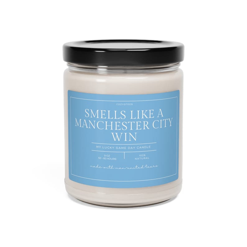 Smells Like a Win Candle, Premier League, Manchester City, Scented Candle, Soccer Gift, Champions League, Game Day Candle, Man City Win image 9