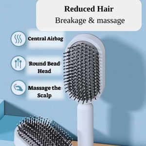 Self Cleaning Hair Brush For Women, hair brush, scalp brush, hair straightening brush, detangling brush, wet hair brush, hair massage image 5