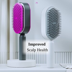 Self Cleaning Hair Brush For Women, hair brush, scalp brush, hair straightening brush, detangling brush, wet hair brush, hair massage image 1