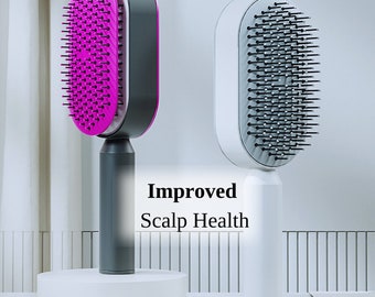 Self Cleaning Hair Brush For Women, hair brush, scalp brush, hair straightening brush, detangling brush, wet hair brush, hair massage