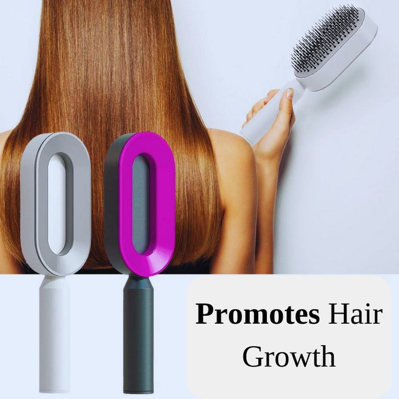 Self Cleaning Hair Brush For Women, hair brush, scalp brush, hair straightening brush, detangling brush, wet hair brush, hair massage image 2