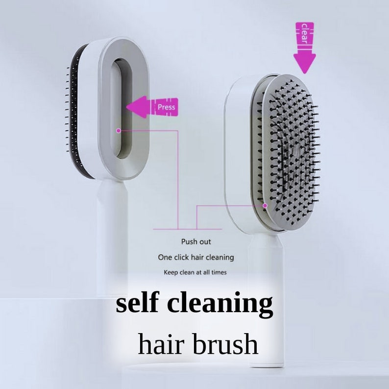 Self Cleaning Hair Brush For Women, hair brush, scalp brush, hair straightening brush, detangling brush, wet hair brush, hair massage image 3