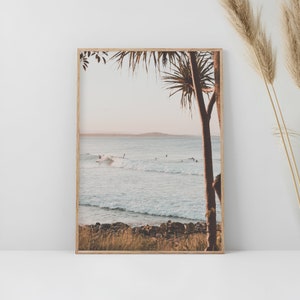 Noosa Surfing Beach Print Coastal Wall Art, Ocean Wave Photo, Australian Beach Decor,  Coastal Photography, Noosa Australia Landscape Print