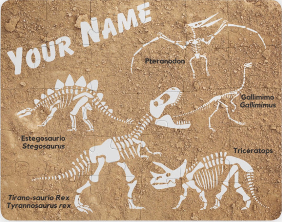 Personalized Dinosaur Fossil Puzzle, Kids Custom Name Puzzles for Kids