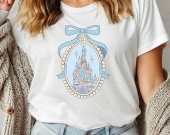 Disney Magical Castle with Blue Coquette T-Shirt, Disney Girl Trip T Shirt, Magic Kingdom Shirt, Disneyworld Family Shirt, Disneyworld Shirt
