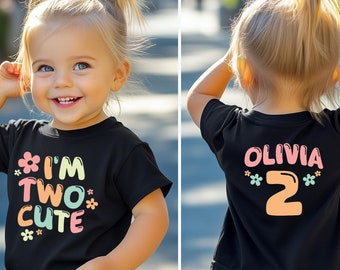Two Cute T-Shirt, 2nd Birthday T-shirt, Birthday Girl Shirt, Toddler Girl 2nd Shirt, Cute Second Birthday Outfit for Girls, Birthday Shirts