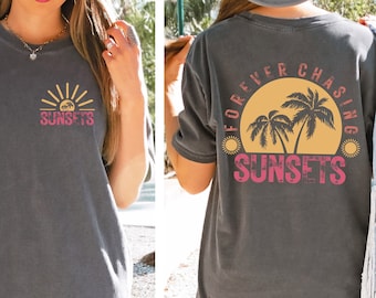 Comfort Colors Sunset T-Shirt: Retro Beach Vacation Tee