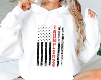 Trump 2024 American Flag Hoodie: Patriotic Supporter Apparel
