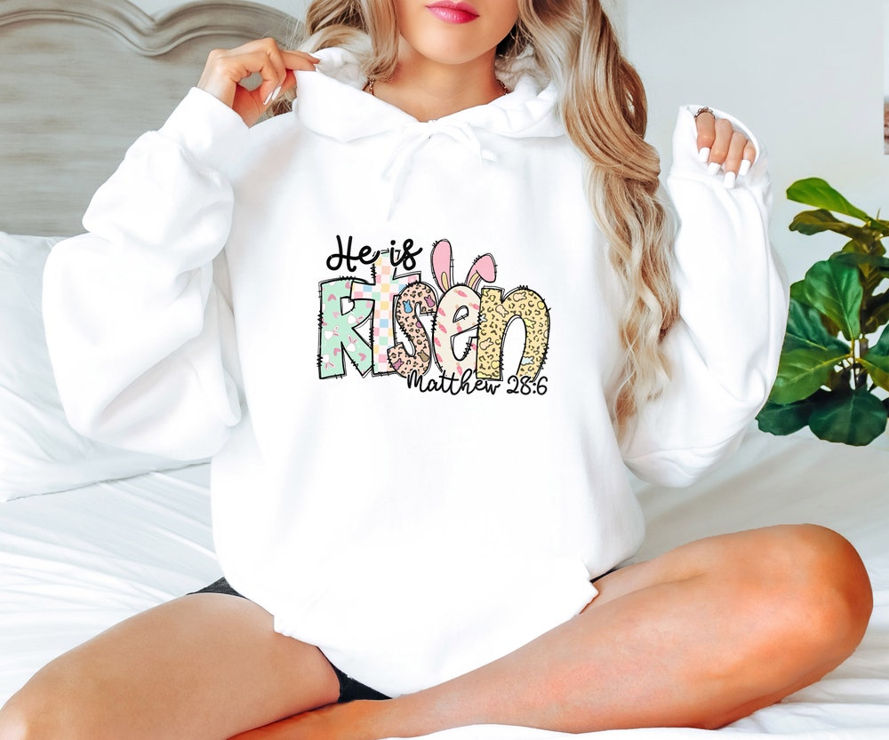 He Is Risen Hoodie, Christian Easter Hoodie, Womens Easter Hoodie, Bible Verse Hoodie, Religious Hoodie, Jesus Hoodie, Easter Gift